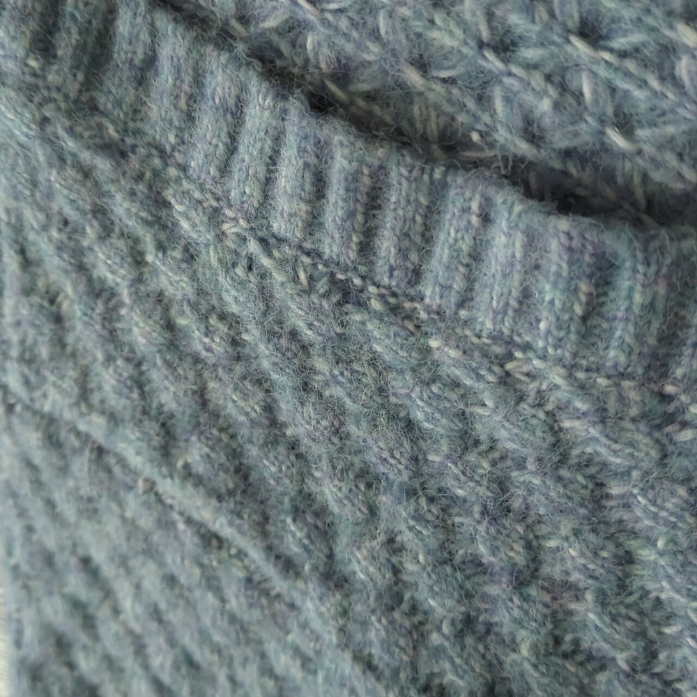 FLAG & ANTHEM I Light Blue Boxy Cropped Knit V- Neck Cardigan Sweater, L - Picture 6 of 12